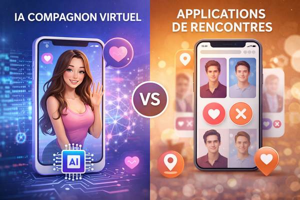 Comparatif : IA compagnon virtuel VS applications de rencontres