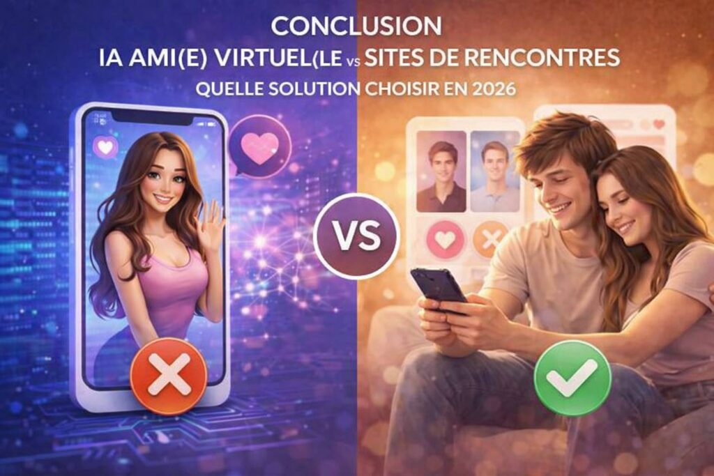 Conclusion : IA ami(e) virtuelle vs sites de rencontres : quelle solution choisir en 2026