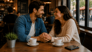Rencontre entre célibataires dans un café
